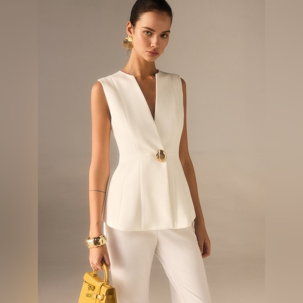Commense Single Button V-Neck Vest